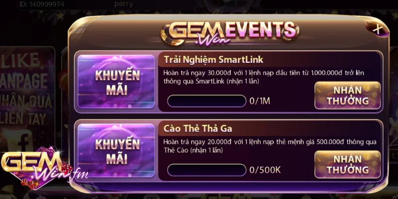 Cập nhật kho ưu đãi bạt ngàn tại Gemwin